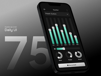 Daily UI #75 - Equaliser app screen clean dailyui dark design equaliser equaliser app equalizer equalizer app interface ios iphone minimalistic mobile music simple sound ui uiux ux