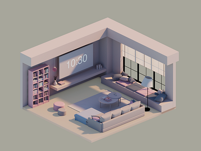 Cozy 3D Living room 3d 3dillustration cinema4d graphic design illustration