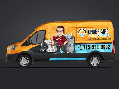Heating & Cooling Company Van Wrap Design adobe illustrator bmw car design car graphics car wrap decal design ford graphic design minimal sticker truck wrap van vector vehicle graphics vehicle wrap vinyl wrap wrap design wrapping