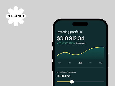 Personal investment mobile app Chestnut - product design app branding design financial app fintech graph logo product design responsive ui ux