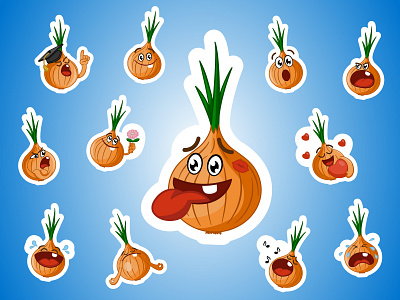 Sticker set "Funny onion" adobe illustrator graphic design