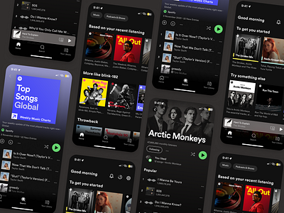 Spotify app clean dark design freelance ios iphone julian rahim mobile music playlist spotify ui ux
