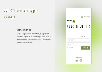 UI challenge Day 1 - Sing In challenge dailyui graphic design ui