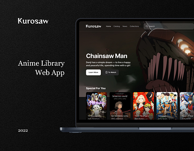Kurosaw – Anime Streaming Web App anime anime website figma kurosawa streaming app streaming app design uiux webapp