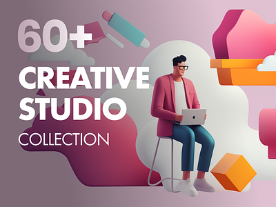 60+ CREATIVE STUDIO ILLUSTRATIONS ai characters collection graphics illustrations studio webdesign