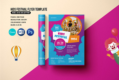 Kids Festival Flyers Template canva family program kids activities kids camp kids event kids festival kids holiday ms word photoshop template school camp school fest school program school summer summer celebration summer event summer festival summer party summer poster summer program summer school