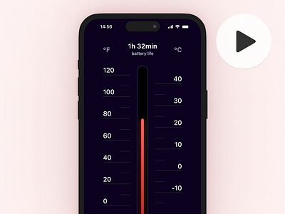 Heater app animation app concept dark design interaction temperature ui ux