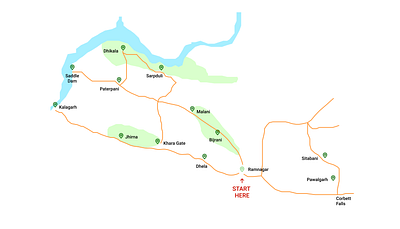 Map of Jim Corbett National Park animal clean dailyui design figma illustration india jim corbett logo map minimal national park natural nature tiger ui ui design user interface wildlife