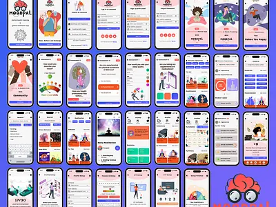 Mental Health Tracking and Guided Meditation App Ux Ui 3d animations animation branding figma figma design figma protoype graphic graphic design illustration logo motion designs motion graphics product design ui user experience user interface user research ux ui case studies uxui design vector art