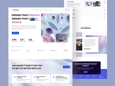 Creative Design Agency Landing Page agency company design gradient home page landing page minimalism protofolio studio uiux user experience user interface ux design web webpage work