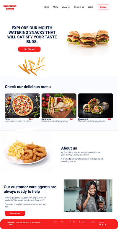 Snacks Landing page branding ui