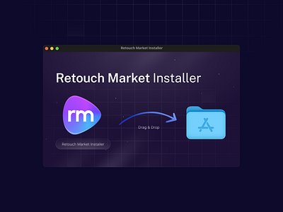 Retouch Market Preset Installer - MacOS apple clean design clean ui creativity desktop app e commerce ecommerce installer mac macos preset ui ux