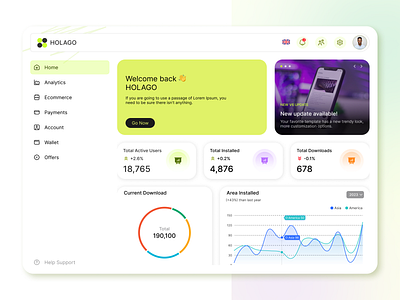 Holago -Client & Admin Dashboard Design ai ai power analytics animation clean client admin dashboard dashboard dashboarddesign flat marketing minimal product template ui user interface ux web