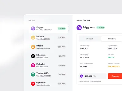 Manage Asset Modal blockchain borrowing crypto defi deposit designinspiration finance minimalistic product design staking ui uiux uiuxdesign wallet web3 webdesign withdraw