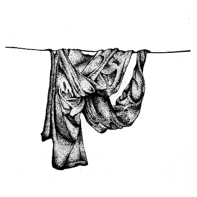 Pen and ink illustration of a hanging cloak in stipple dots branding cloak cloth dotwork dribbbleshots graphic design illustration illustrator ink micron penandink photoshop point stipple stippling