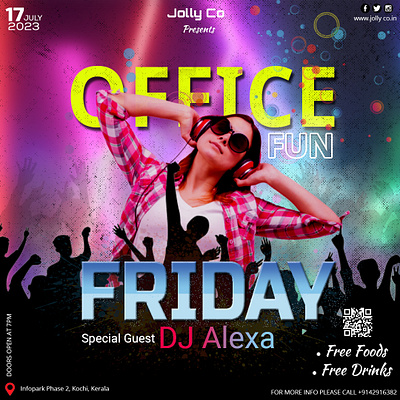 Office Friday Party | Social Media Flyer design dj dj party dj party flyer dj party poster office party poster poster design social media poster