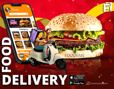 Food Delivery App Poster Design graphic design ui