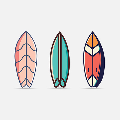 Surfboard Vector Designs beach concept design element equipment flat graphic design holiday icon illustration sign sport summer surfboard surfing tourism travel vacation vector