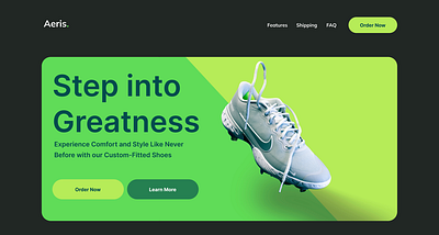 Sports shoe fittings hero concept design figma landing page sports web design