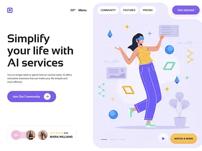 Ai services web page ai artificial intelligence business design graphic design illustration landing page ui website