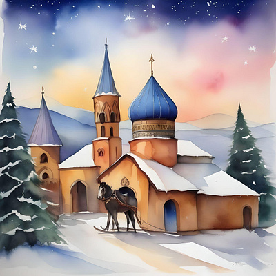 Armenian Christmas B - January 6 - Watercolor religious