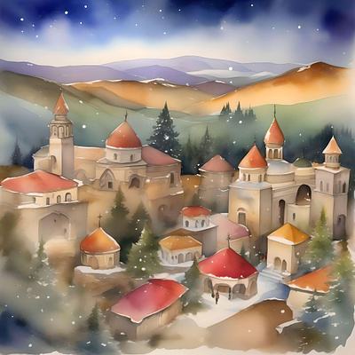 Armenian Christmas E - January 6 - Watercolor religious