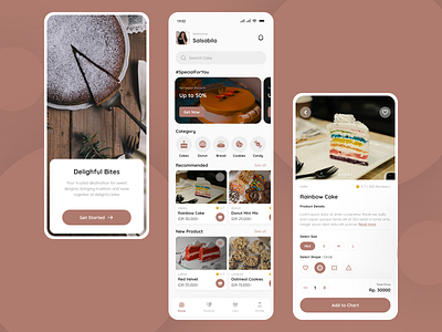 Cake App app awesomedesign bakeryapp biscuit bread cakeapp candy delivery donut dribbbleshowcase mobile phone sweetapp ui uiuxdesign