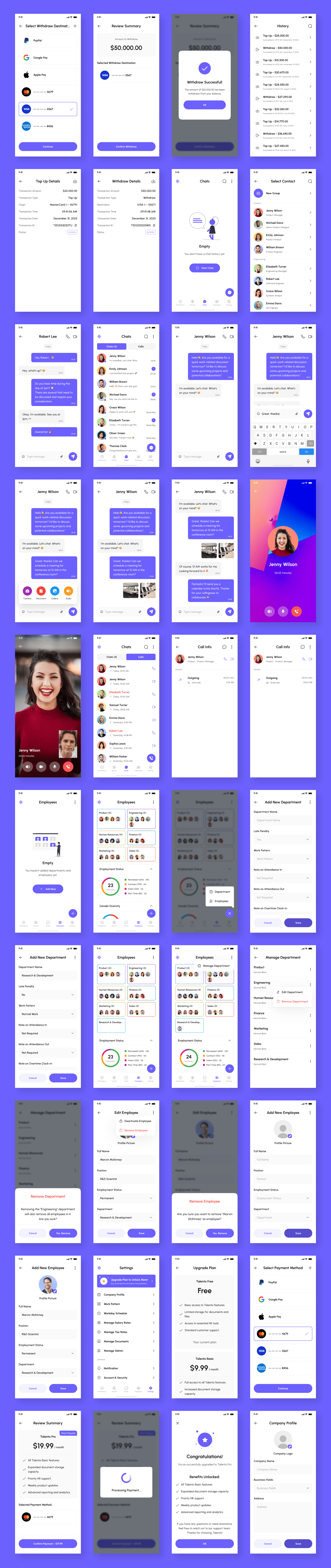 Example of Hr Management App UI Kit