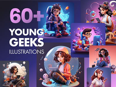 60+ Young Geeks Illustrations characters free graphic design illustrations