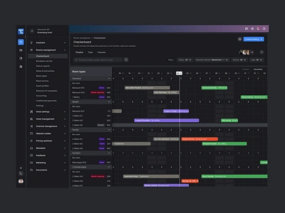 Hotel booking timeline (Dark) app timeline ui ux