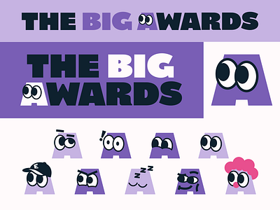 The Big Awards logo a branding clown emoticon eyes hat letter logo mascot sebm typography