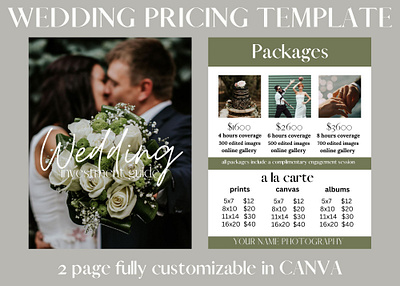 wedding pricing template branding graphic design illustration