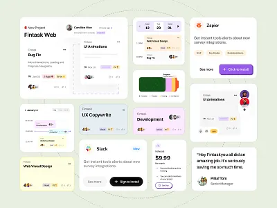 Team Dashboard UI Components analytics app app design component library components ui concept dashboard design management pannel pastel colors planner project management task tasks team team manager ui visual design ux web design