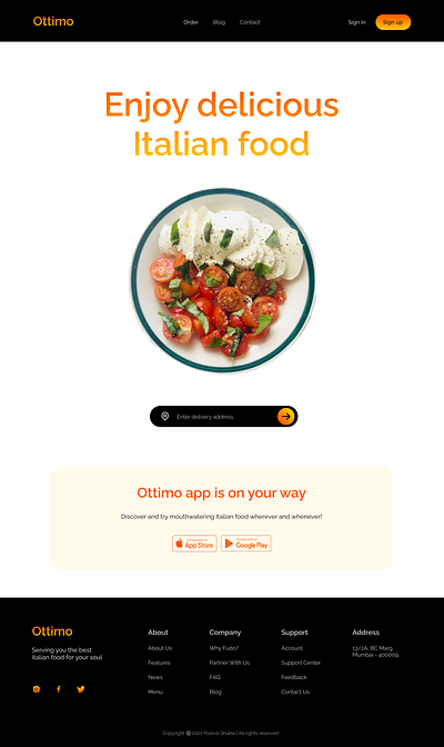 Ottimo - a web app to order Italian food branding figma food ordering site logo product design ui ui design user flow ux design web design