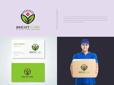 Bright care health logo. Medical logo design. aid app apps logo bright care cartoon clinic colourful development doctor gradient logo graphic design health help hospital illustration leaves logo design medicine ui