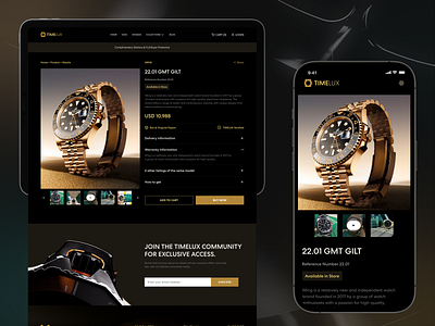 Ecommerce Website Product Details Page Design for Timelux Brand clock of the day clock website clockshop design ecommerce landing landing page online shop product product design product details timepieces web design website design