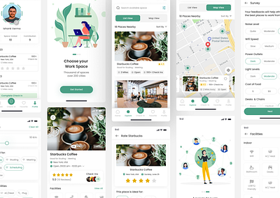 Work Space Booking App appdesign appui bookingapp branding mobileapp ui uiux ux workspace