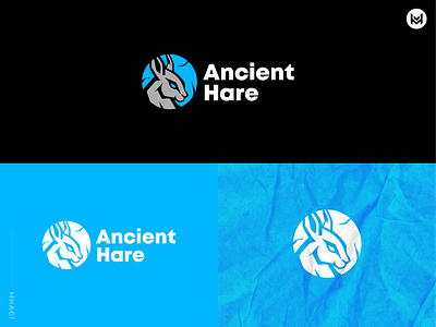 Youtube Streamer - Ancient Hare Logo aggressive ancient black blue branding concept creative e sports esports gamers gaming hare kick logo rabbit sporty twitch vector youtube