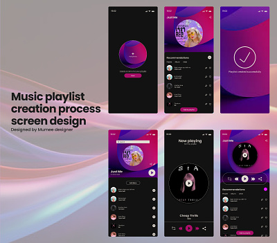 Music playlist creation process app design figma typography ui ux