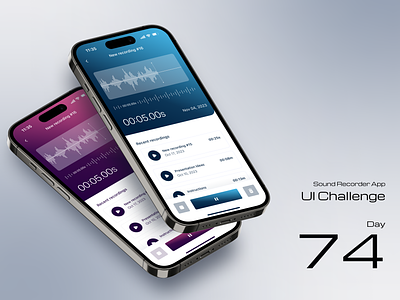 Sound Recorder App app design color ios mobile mobile app mobile design play recorder recorder app recording recording app ui ui challenge ui design user interface ux ui voice memo voice recording