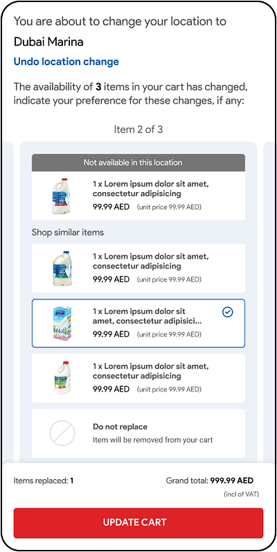 Carrefour: Alternative products for non available ones ecommerce retail substitution ui ux