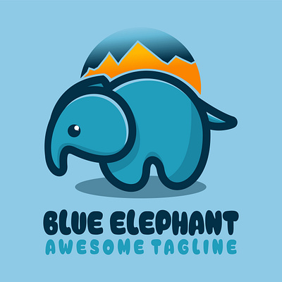 Blue Elephant Mascot Logo cartoon