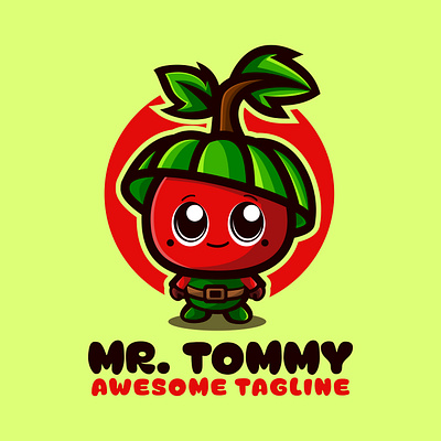 Cute Mascot Tomato Logo face