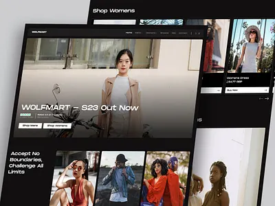 WOLFMART - Ecommerce Website Design cart checkout clothes dark mode ecommerce fashion interface landing page marketplace online shop online shopping online store payment product page trend ui uiux ux web design website