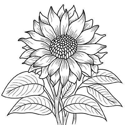 Sun Flower Coloring Page adult coloring book coloring book coloring book for adult coloring book for kids coloring page design drawing graphic graphic design handdrawing kdp content kids coloring book line art line drawing sun flower sun flower coloring page unique coloring page vector art vector illustration