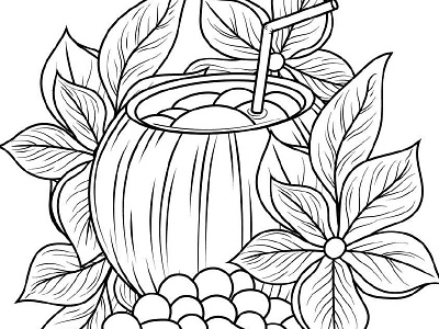 Coconut Coloring Page adult coloring book coconut coconut coloring page coloring book coloring book for adult coloring book for kids coloring page design drawing graphic graphic design handdrawing kdp content kids coloring book line art line drawing unique coloring page vector art vector illustration