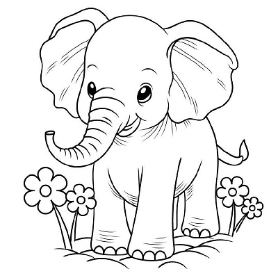 Elephant Coloring Page adult coloring book coloring book coloring book for adult coloring book for kids coloring page design drawing elephant elephant coloring page graphic graphic design handdrawing illustration kdp content kids coloring book line art line drawing unique coloring page vector art vector illustration