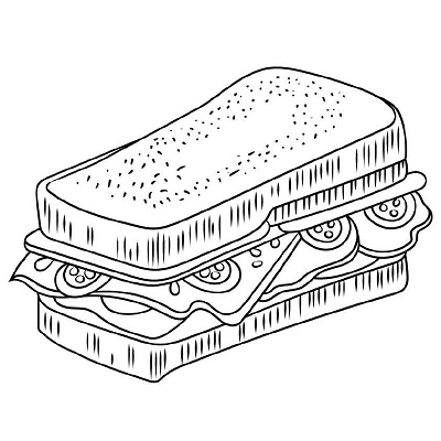 Sandwich Coloring Page adult coloring book coloring book coloring book for adult coloring book for kids coloring page design drawing graphic graphic design handdrawing illustration kdp content kids coloring book line art line drawing unique coloring page vector art vector illustration
