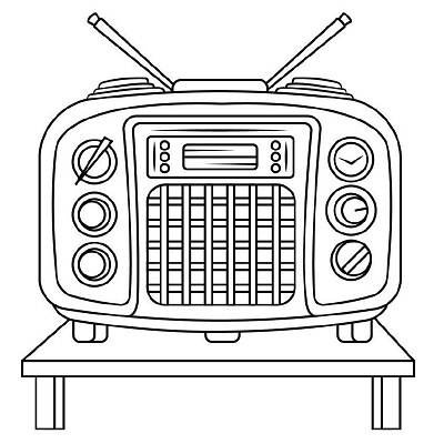 Radio Coloring Page adult coloring book coloring book coloring book for adult coloring book for kids coloring page design drawing graphic graphic design handdrawing illustration kdp content kids coloring book line art line drawing radio radio coloring page unique coloring page vector art vector illustration