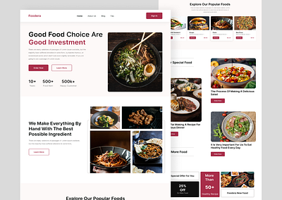 Food Restaurant Landing Page agency animation branding design food graphic design health illustration landing page logo product restuarant test ui ux wealth website